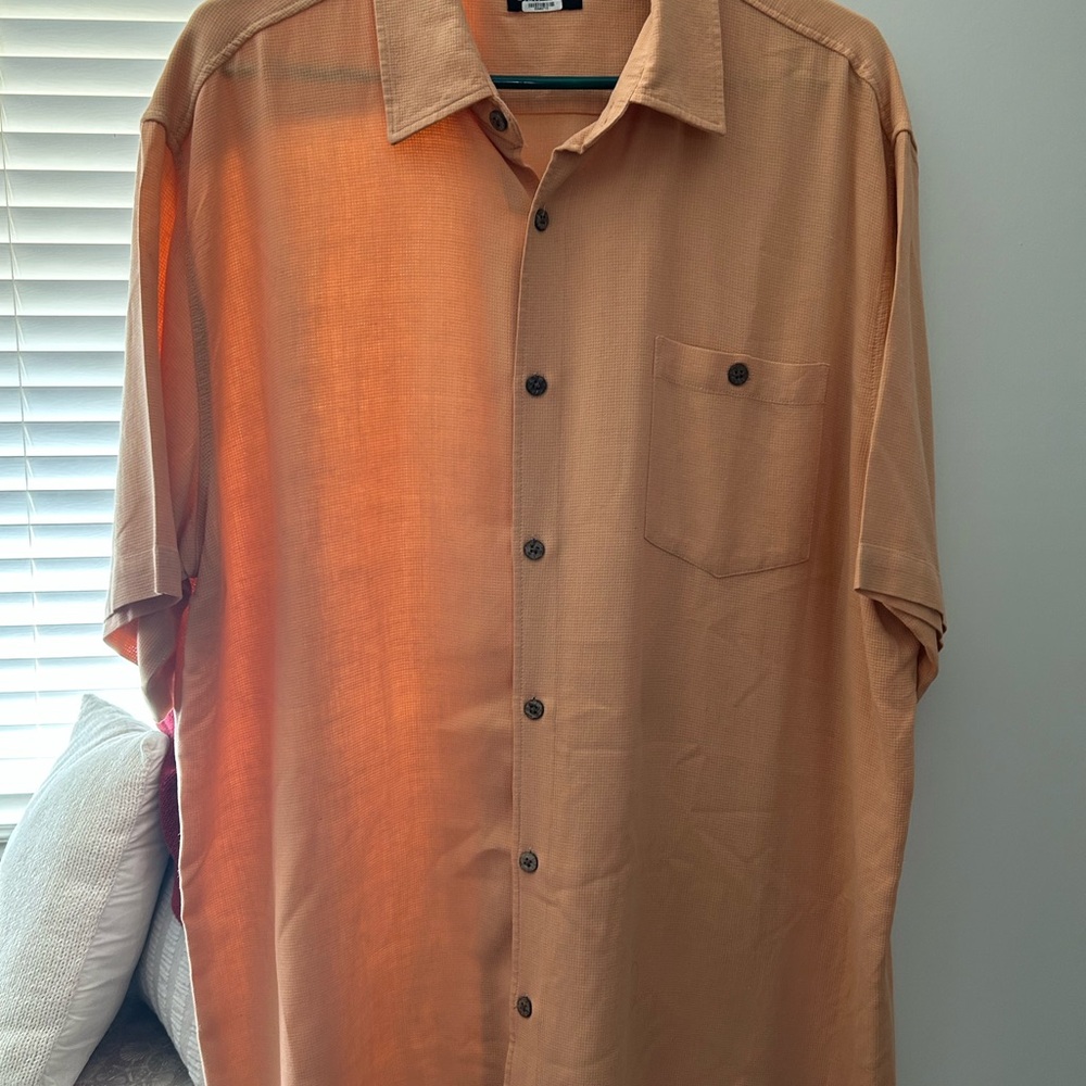 100%Silk Peach Short Sleeve Shirt
